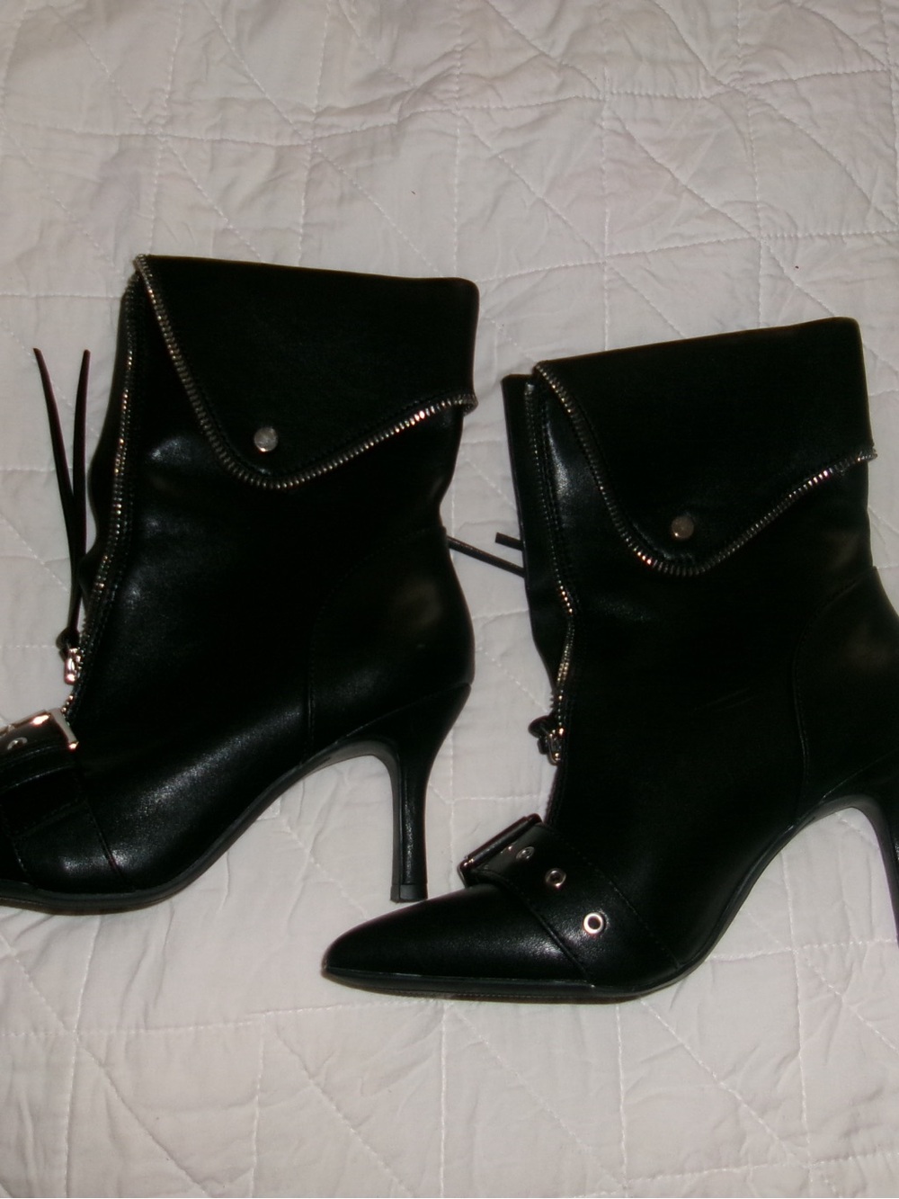Black Women's Ankle Boots with Pointed Toe and Stiletto Heel